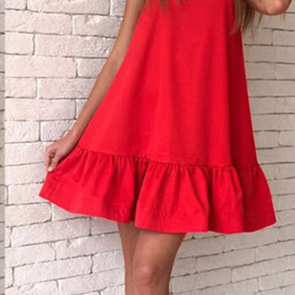 Robe d'été trapèze fluide de plage rouge