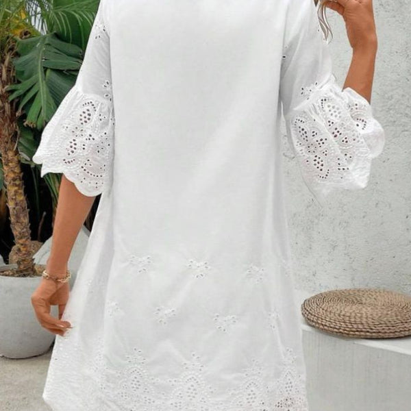 Robe trapèze dentelle blanche