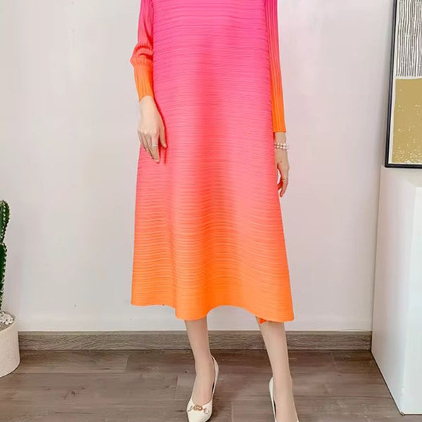 robe trapèze élégante couleur rose-orange