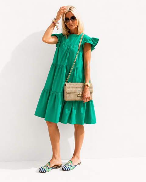 Robe trapèze manche bouffante