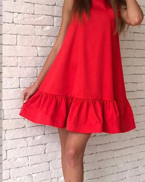 Robe d'été trapèze fluide de plage rouge