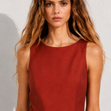 Robe en lin trapèze femme terracota