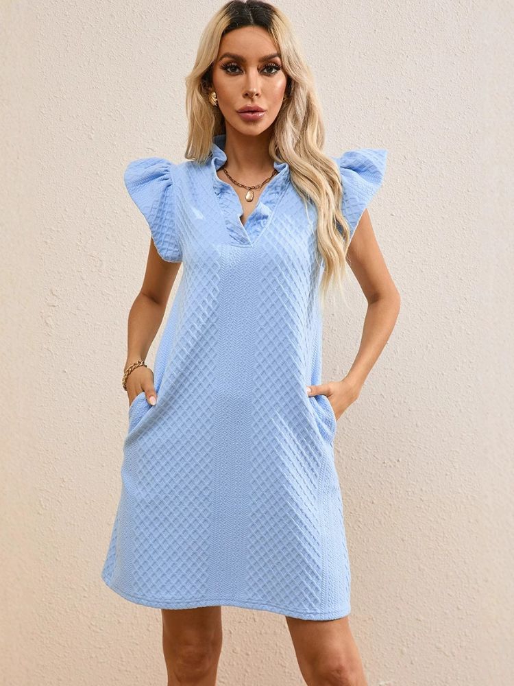 Robe trapèze bleue ciel femme
