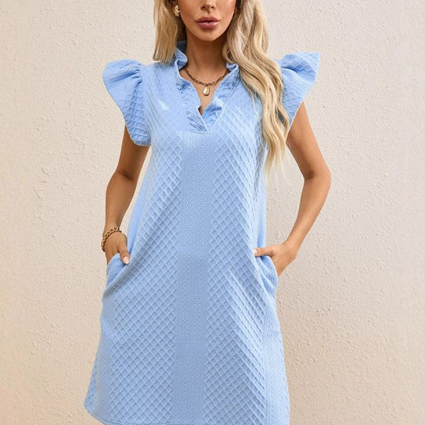 Robe trapèze bleue ciel femme