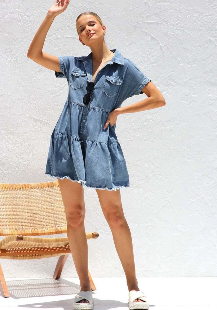Robe trapèze en jean