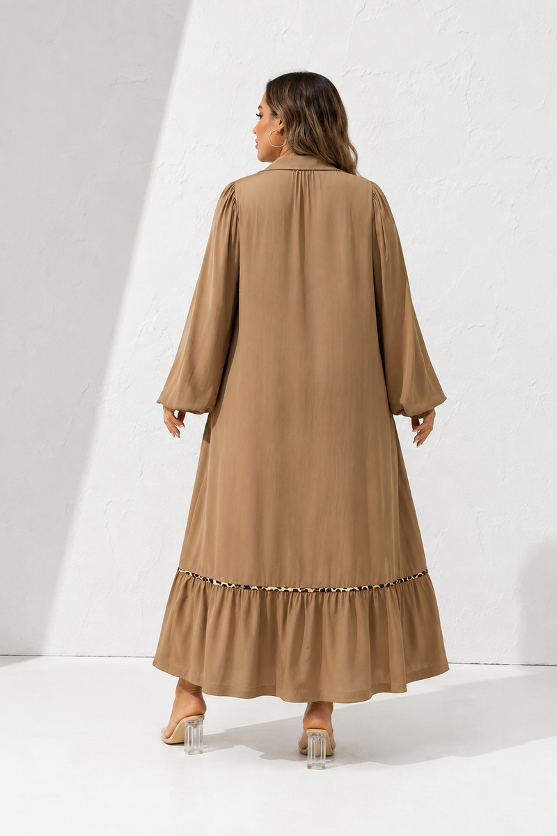 Robe trapèze grande taille camel