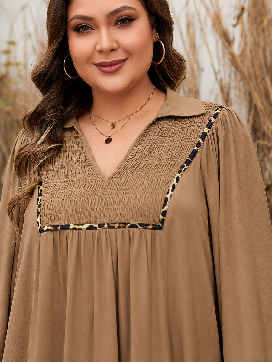 Robe trapèze grande taille camel