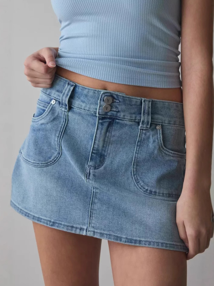 Mini jupe trapèze en jean