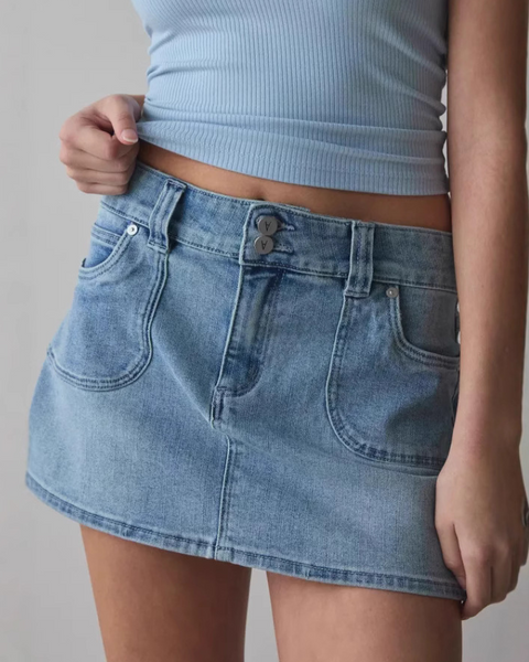 Mini jupe trapèze en jean