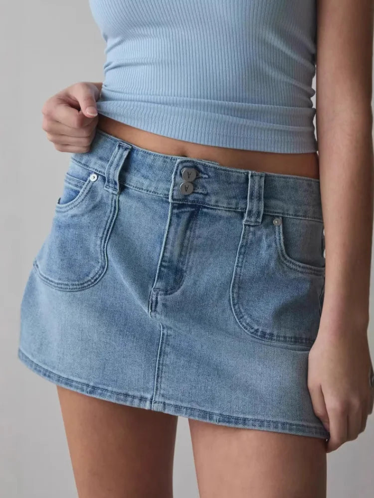 Mini jupe trapèze en jean