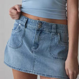 Mini jupe trapèze en jean