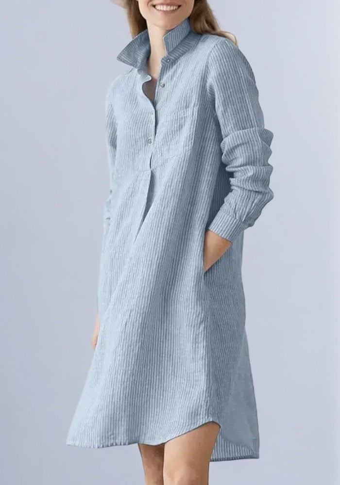 Robe chemise trapèze bleu