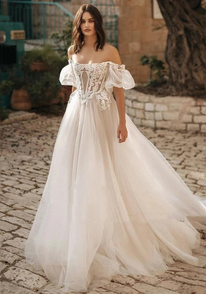 Robe de mariée trapèze dentelle