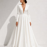 Robe de mariée trapèze manche longue