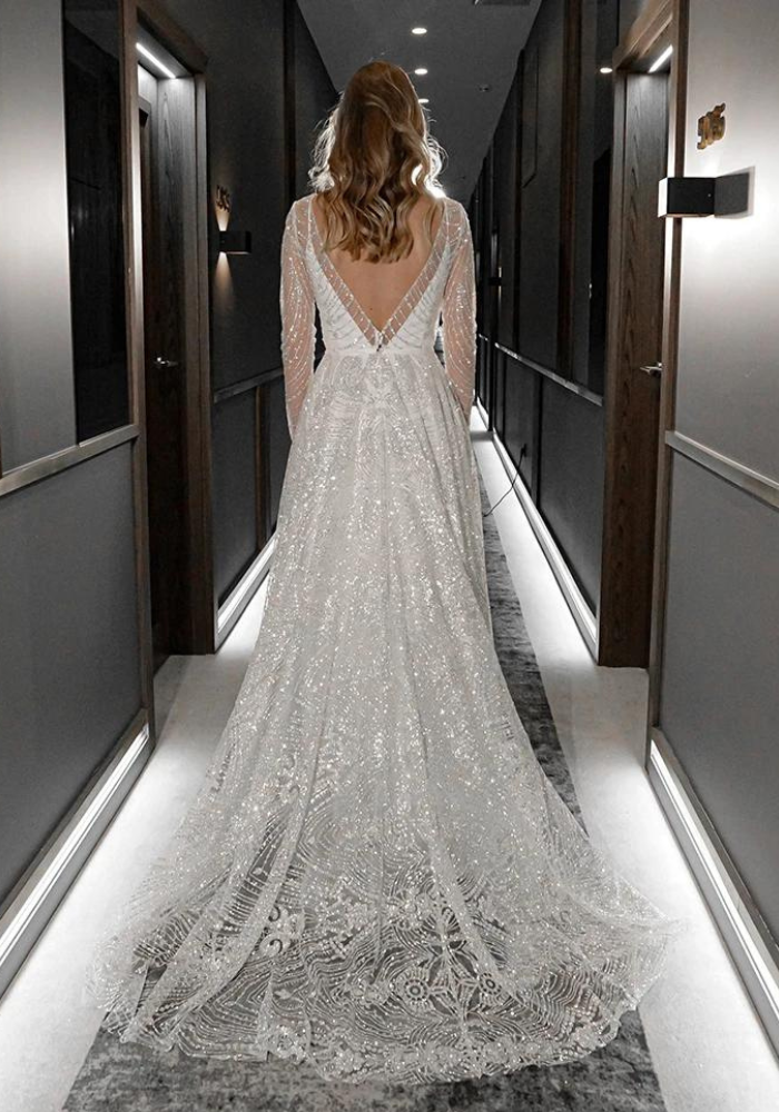 Robe longue trapèze fluide mariage