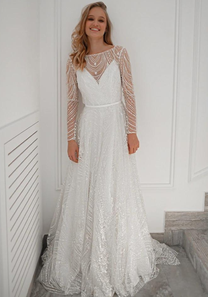 Robe longue trapèze fluide mariage