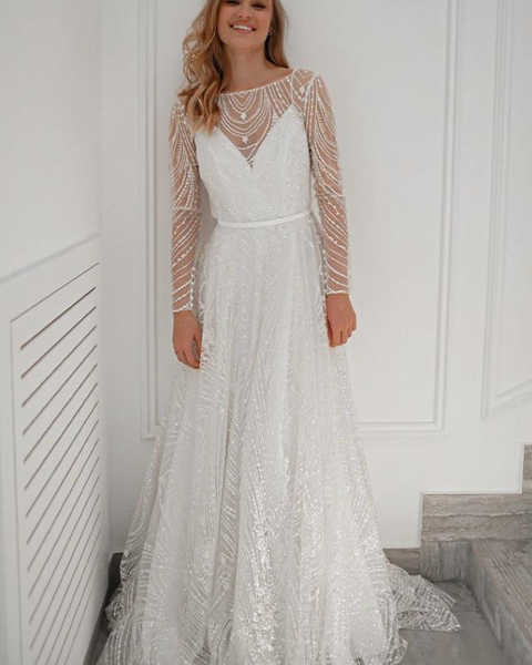 Robe longue trapèze fluide mariage