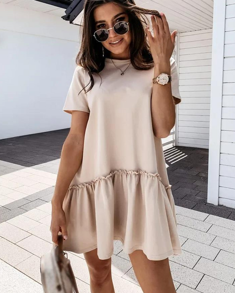 Robe trapèze beige femme