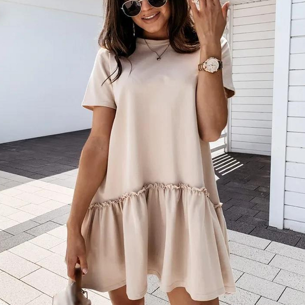 Robe trapèze beige femme