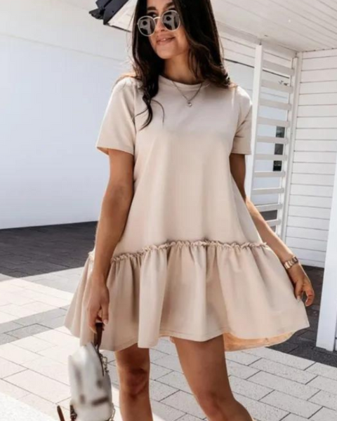 Robe trapèze beige