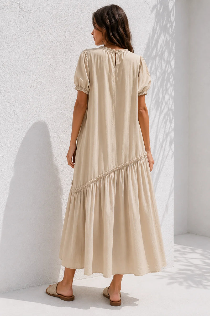Robe trapèze beige