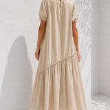 Robe trapèze beige