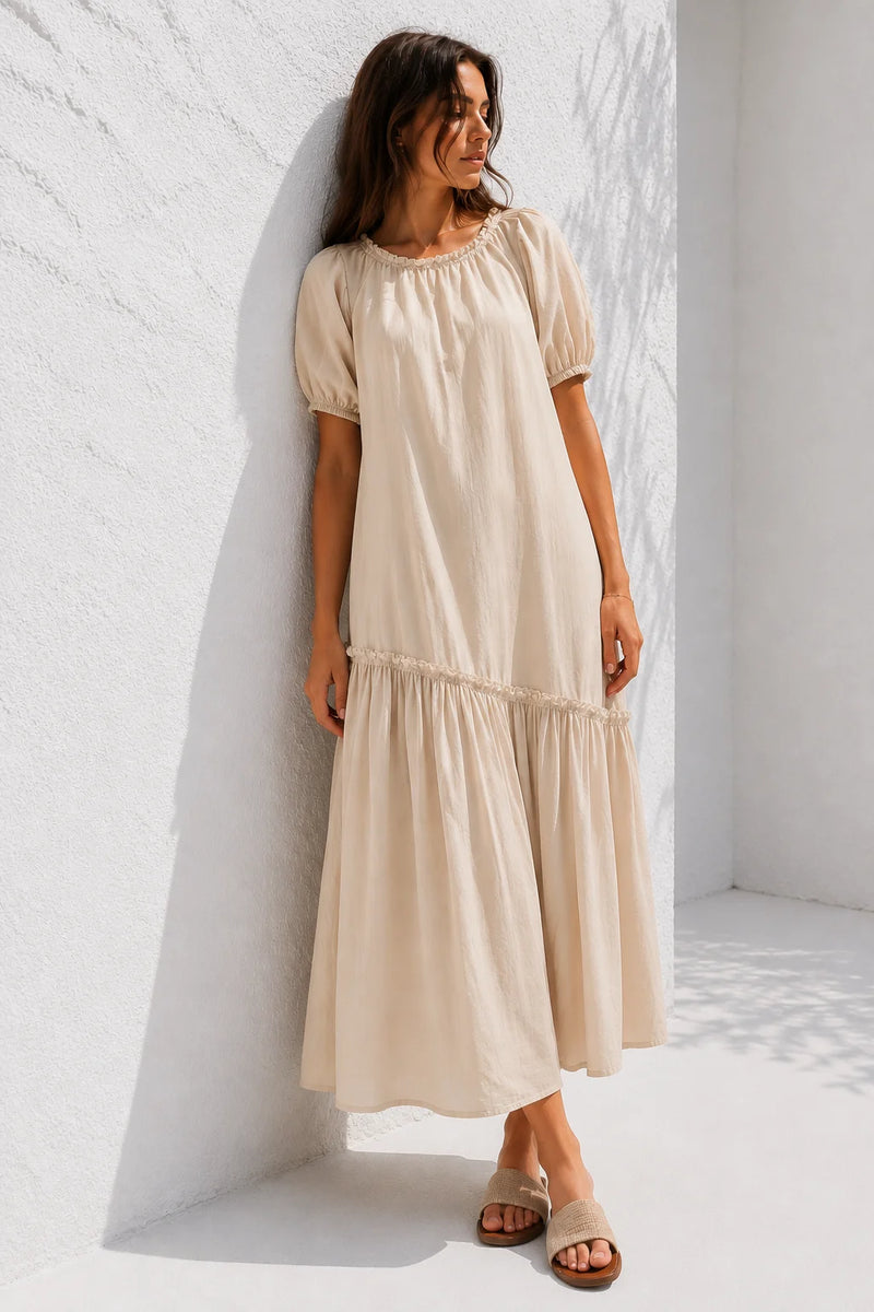 Robe trapèze beige