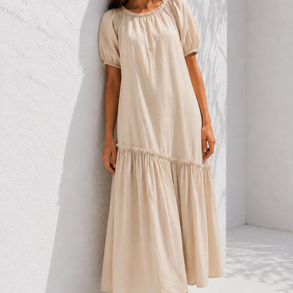 Robe trapèze beige