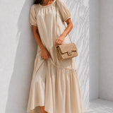 Robe trapèze beige