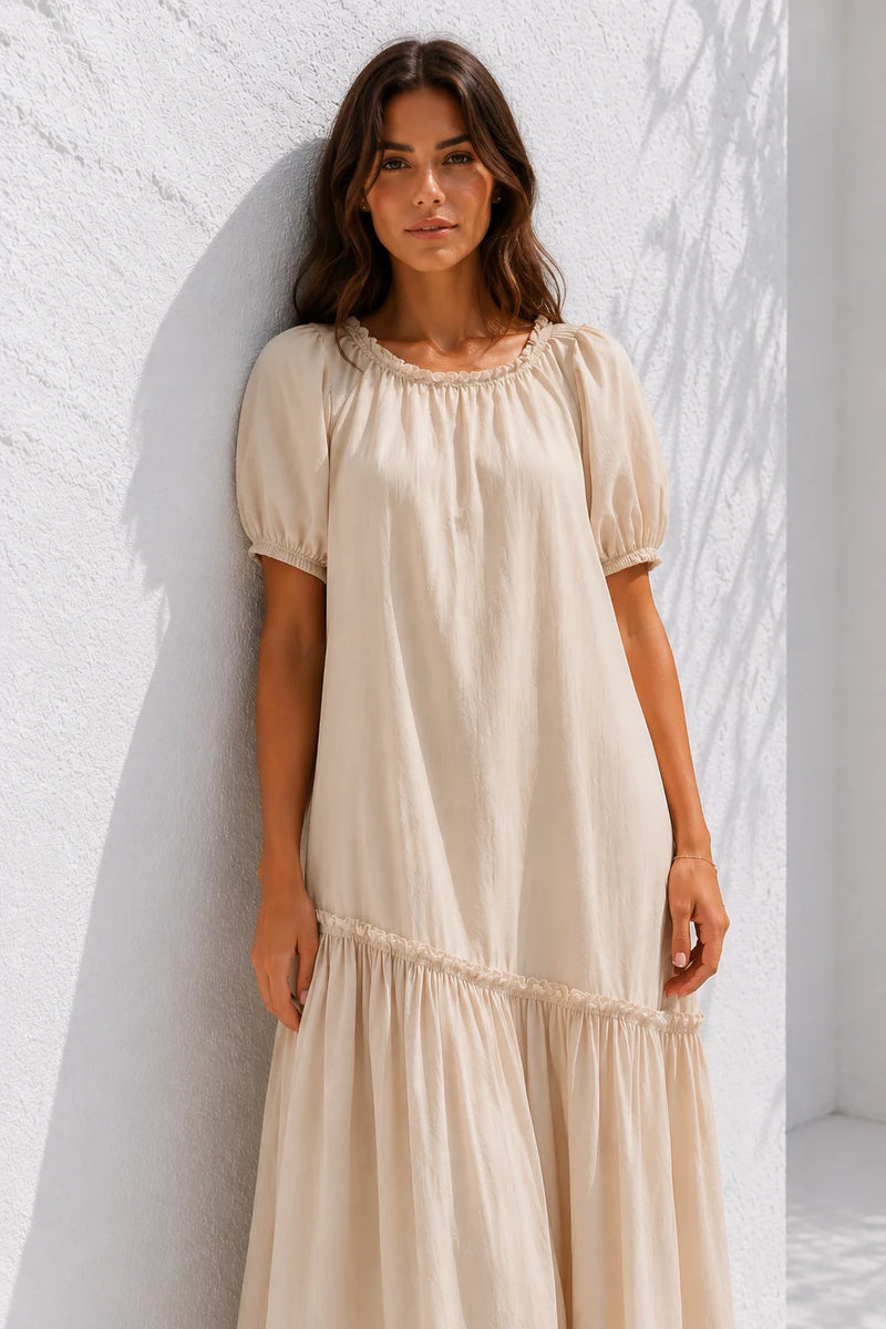 Robe trapèze beige