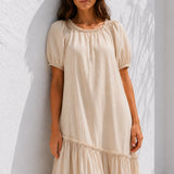 Robe trapèze beige