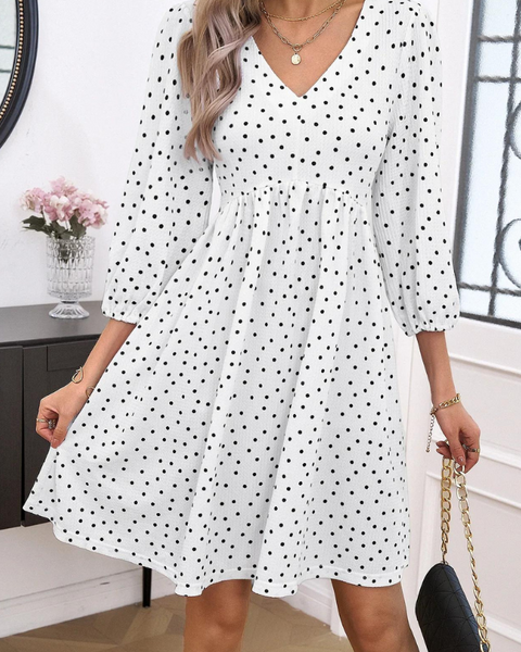 Robe trapèze a pois blanche