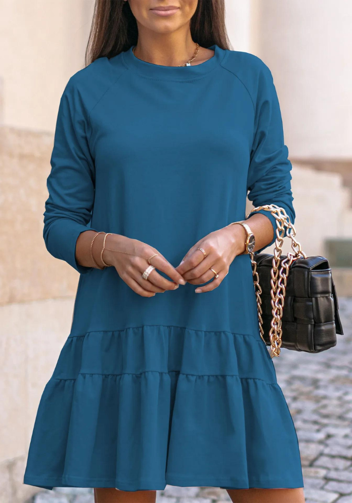 Robe trapèze bleue femme