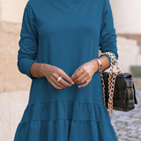 Robe trapèze bleue femme