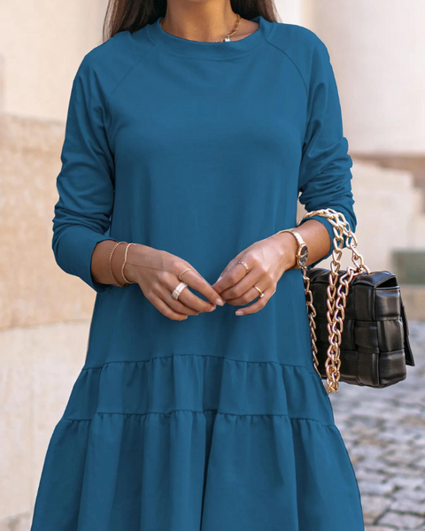 Robe trapèze bleue femme