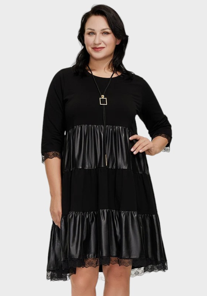 Robe trapèze femme ronde noir