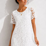Robe trapèze dentelle blanche