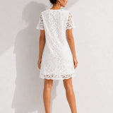 Robe trapèze dentelle blanche