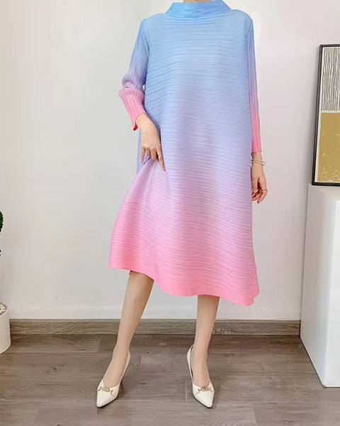 robe trapèze élégante couleur rose-bleu