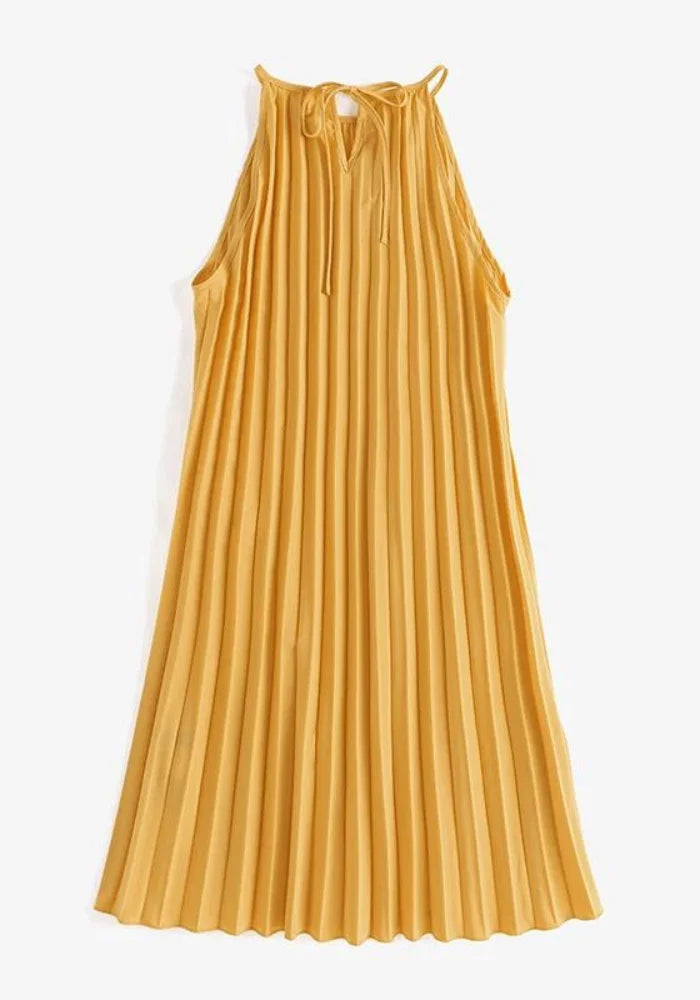 Robe trapèze jaune sans manche
