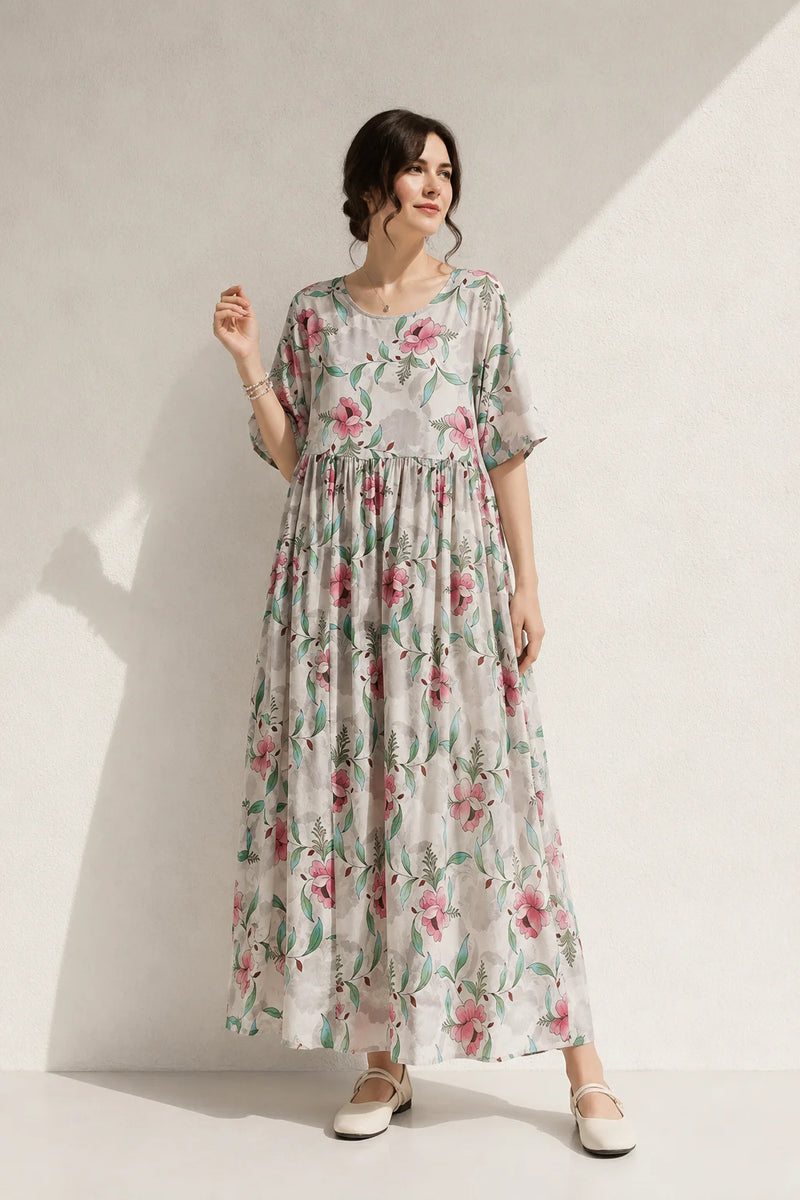 Robe trapèze manches 3/4