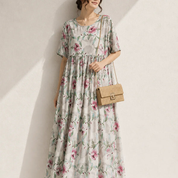Robe trapèze manches 3/4