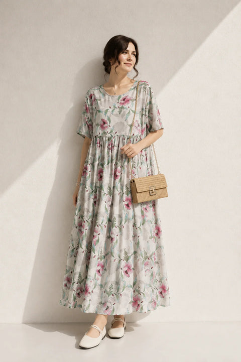 Robe trapèze manches 3/4