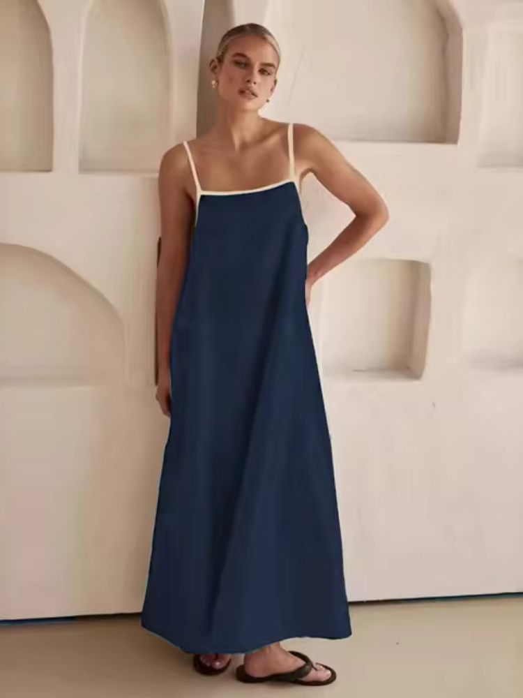 Robe trapèze minimaliste couleur bleu