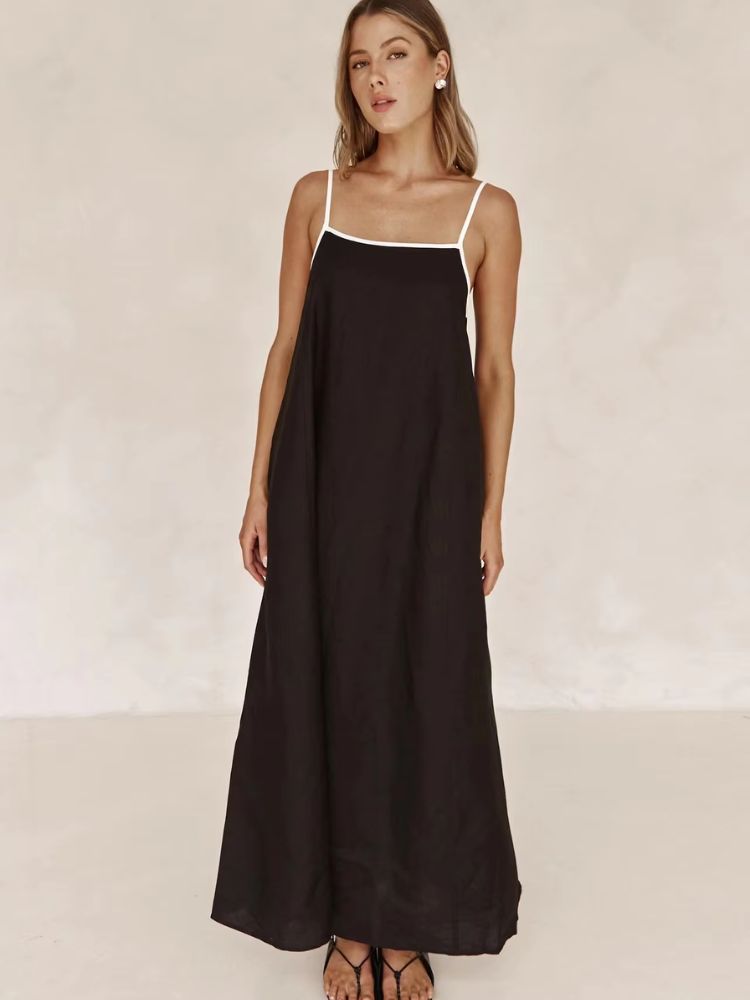 Robe trapèze minimaliste couleur noir