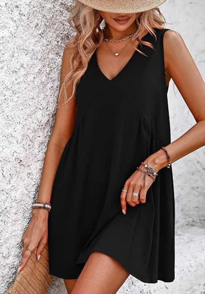 Robe trapèze noire chic femme