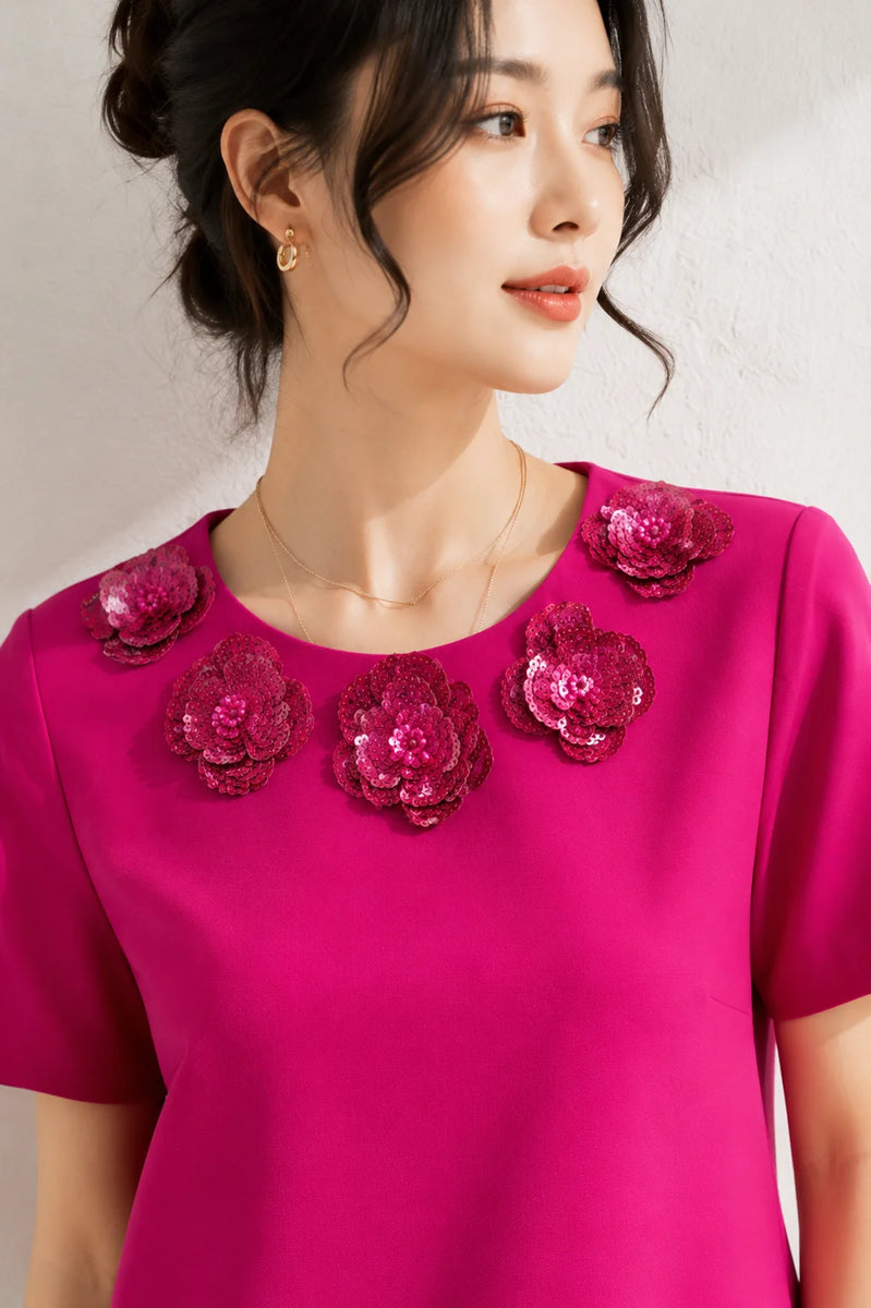 Robe trapèze rose