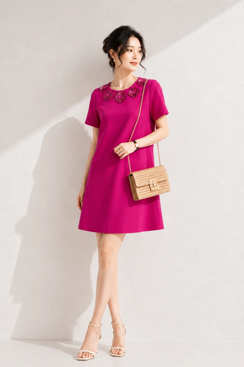 Robe trapèze rose
