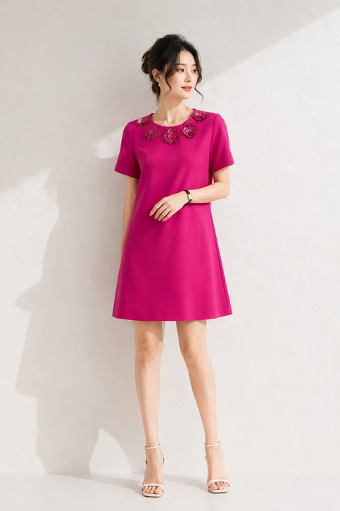 Robe trapèze rose