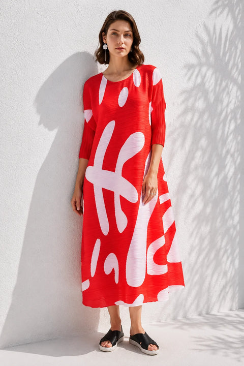 Robe trapèze rouge année 60